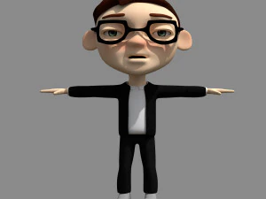 少年をなでる 3Dモデル