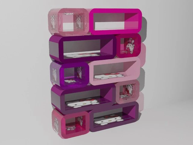 wall shelf hello kitty 3D Model .c4d .max .obj .3ds .fbx .stl .blend 