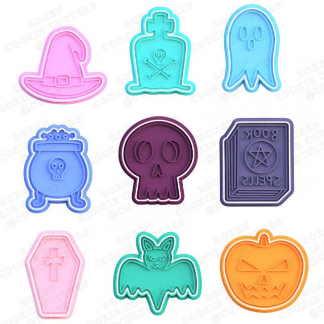 halloween elements cookie cutter set of 9 Modèles 3D en vedette .c4d .max .obj .3ds .fbx .stl .blend 