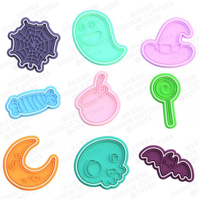 halloween cookie cutter set of 9 3Dプリントモデル .c4d .max .obj .3ds .fbx .stl .blend 