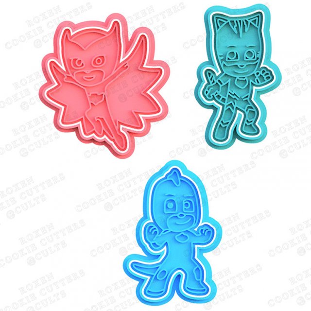 pj masks hero cookie cutter set of 3 Modelo de Impressão 3D .c4d .max .obj .3ds .fbx .stl .blend 