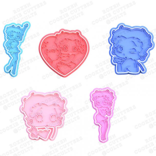 betty boop cookie cutter set of 5 Modèles 3D en vedette .c4d .max .obj .3ds .fbx .stl .blend 