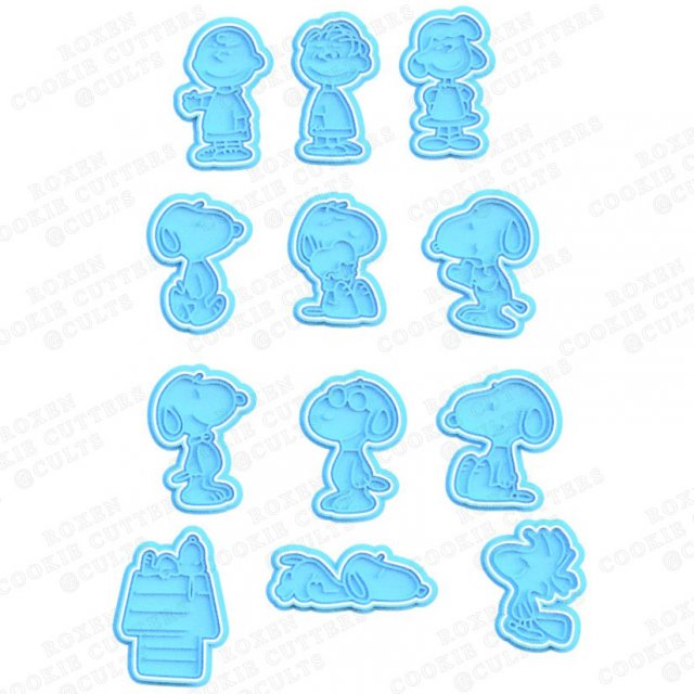 snoopy cookie cutters set of 12 3Dプリントモデル .c4d .max .obj .3ds .fbx .stl .blend 