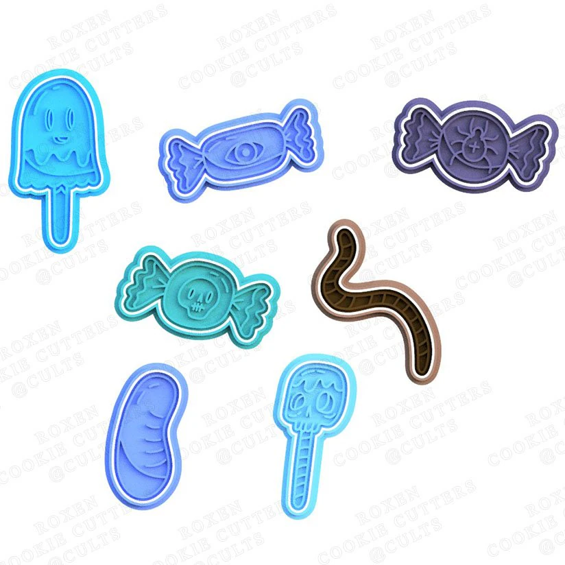 halloween candy cookie cutter set of 7 3D Print Model .c4d .max .obj .3ds .fbx .stl .blend 