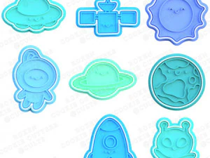 conjunto de cortador de biscoitos espacial com 8 Modelo de Impressão 3D