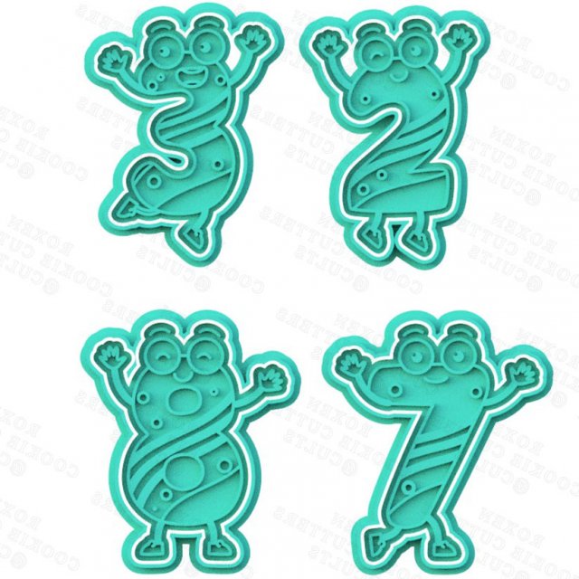 cute funny numbers cookie cutter set of 10 3D 프린트 모델 .c4d .max .obj .3ds .fbx .stl .blend 