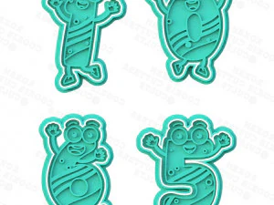 Conjunto de cortador de biscoitos fofo e engra&ccedil;ado com 10 n&uacute;meros Modelo de Impressão 3D