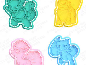 Juego de 4 cortadores de galletas de Pokémon. Modelo de impresión 3D