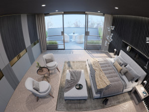 corona for cinema4d scene files - luxury bedroom apartment Model 3D