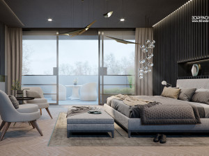 corona for cinema4d scene files - luxury bedroom apartment 3D 모델