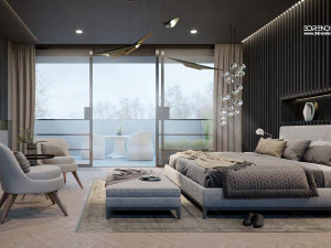 corona untuk file adegan cinema4d - apartemen kamar tidur mewah Model 3D