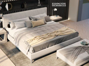 corona untuk file adegan cinema4d - apartemen kamar tidur mewah Model 3D