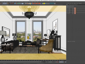 corona for cinema4d scene files - living room Model 3D
