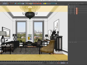 corona para arquivos de cena cinema4d - sala de estar Modelo 3D