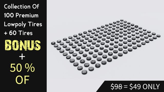 collection of 100 premium lowpoly tires low-poly Modelo 3D .c4d .max .obj .3ds .fbx .stl .blend 