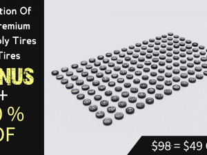 collection of 100 premium lowpoly tires low-poly 3D Model