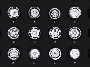 collection of 100 premium lowpoly tires low-poly Modelo 3D