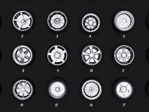 collection of 100 premium lowpoly tires low-poly 3D Model