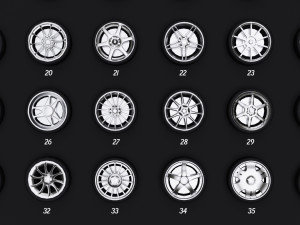 collection of 100 premium lowpoly tires low-poly Modelo 3D