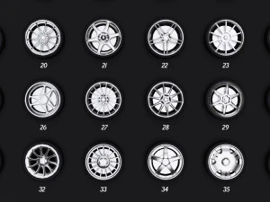 collection of 100 premium lowpoly tires low-poly 3D Model
