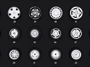 collection of 100 premium lowpoly tires low-poly Modelo 3D