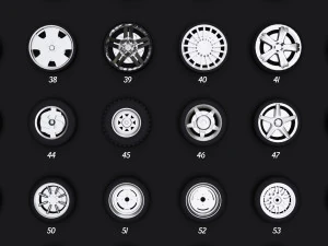 collection of 100 premium lowpoly tires low-poly 3D Model