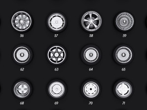 collection of 100 premium lowpoly tires low-poly Modelo 3D