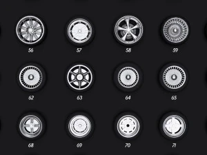 collection of 100 premium lowpoly tires low-poly 3D Model