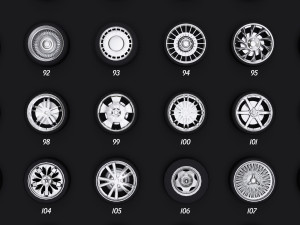 collection of 100 premium lowpoly tires low-poly Modelo 3D