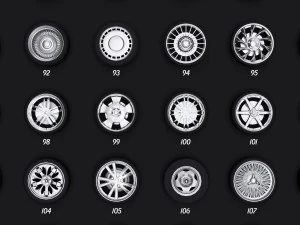 collection of 100 premium lowpoly tires low-poly 3D Model