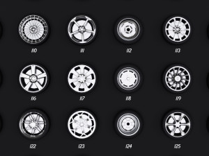 collection of 100 premium lowpoly tires low-poly Modelo 3D
