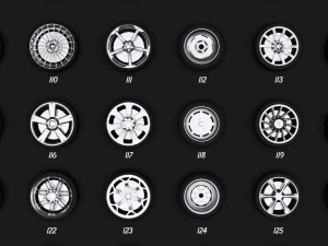 collection of 100 premium lowpoly tires low-poly 3D Model