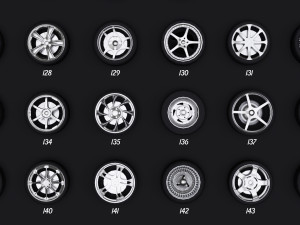 collection of 100 premium lowpoly tires low-poly Modelo 3D