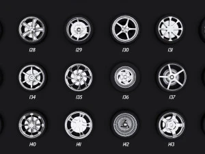 collection of 100 premium lowpoly tires low-poly 3D Model