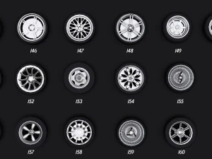 collection of 100 premium lowpoly tires low-poly 3D Model
