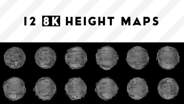 12 8k height maps texture Texturas CG .c4d .max .obj .3ds .fbx .stl .blend 