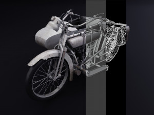 bf1 mc 35hp sidecar lowpoly  3D Model
