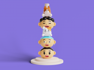 Desk Toy with Screw Stand Cat Dog Faces 3D Baskı Modeli