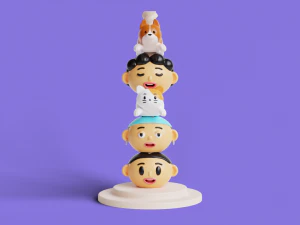 Desk Toy with Screw Stand Cat Dog Faces 3D Print Model