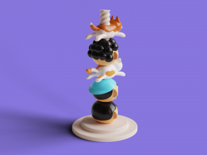 Desk Toy with Screw Stand Cat Dog Faces 3D Baskı Modeli