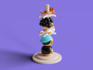 Desk Toy with Screw Stand Cat Dog Faces 3D Print Model