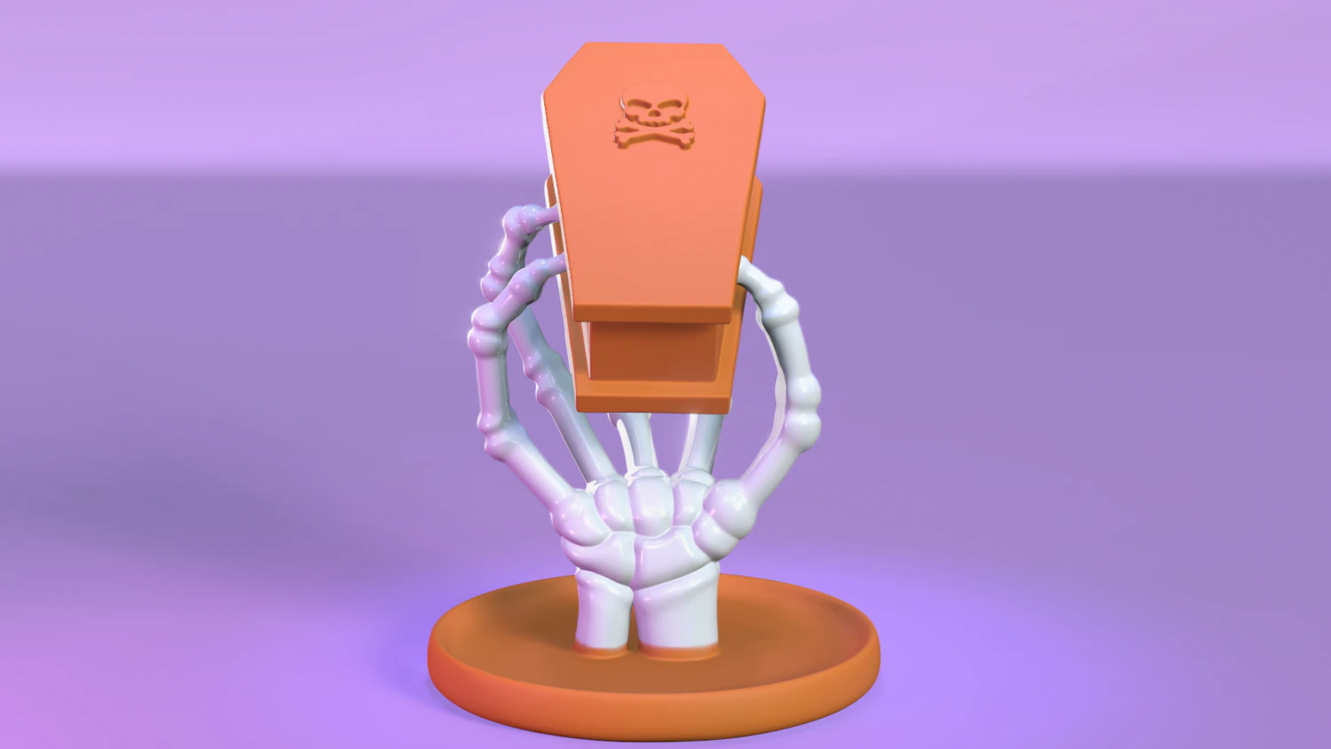 Kafatası El Tutan Tabut Kutusu 3D Baskı Modeli .c4d .max .obj .3ds .fbx .stl .blend 