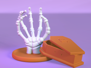 Skull Hand Holding Coffin Box Modelo de Impressão 3D