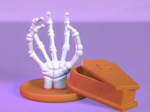 Kafatası El Tutan Tabut Kutusu 3D Baskı Modeli