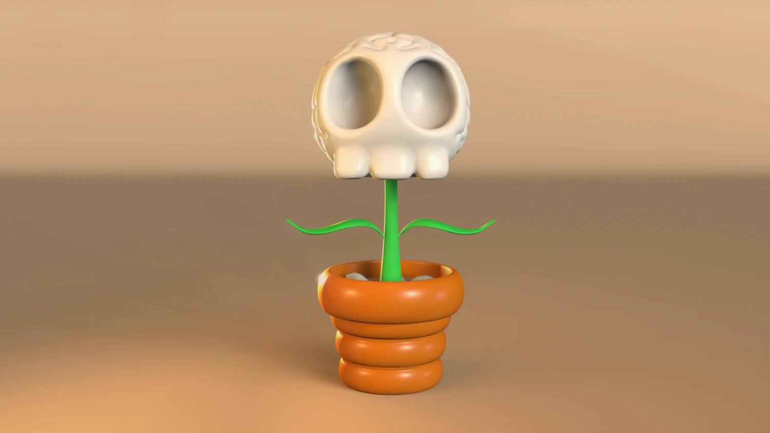 Spooky Halloween Skull Plant 3D Print Model .c4d .max .obj .3ds .fbx .stl .blend 