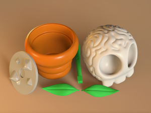 Spooky Halloween Skull Plant 3D Принт Модель