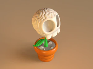 Spooky Halloween Skull Plant 3D Print Model