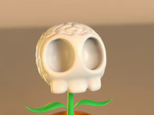 Spooky Halloween Skull Plant 3D Print Model