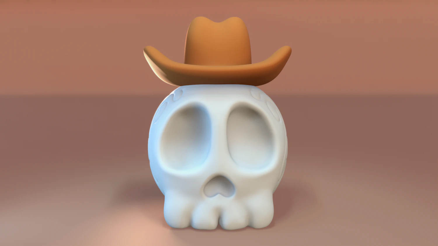 Skull with Hat - Halloween 3D Print Model .c4d .max .obj .3ds .fbx .stl .blend 