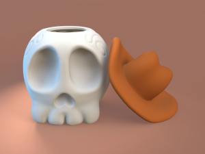 Skull with Hat - Halloween Modèles 3D en vedette